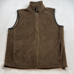 Woolrich Men's Large Fleece Vest Brown Full Zip Outdoor Warm